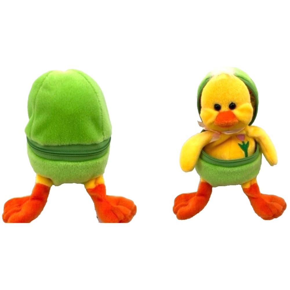 Easter Duck Chick Beanie in Zipper Egg Shell by Plushland Vintage